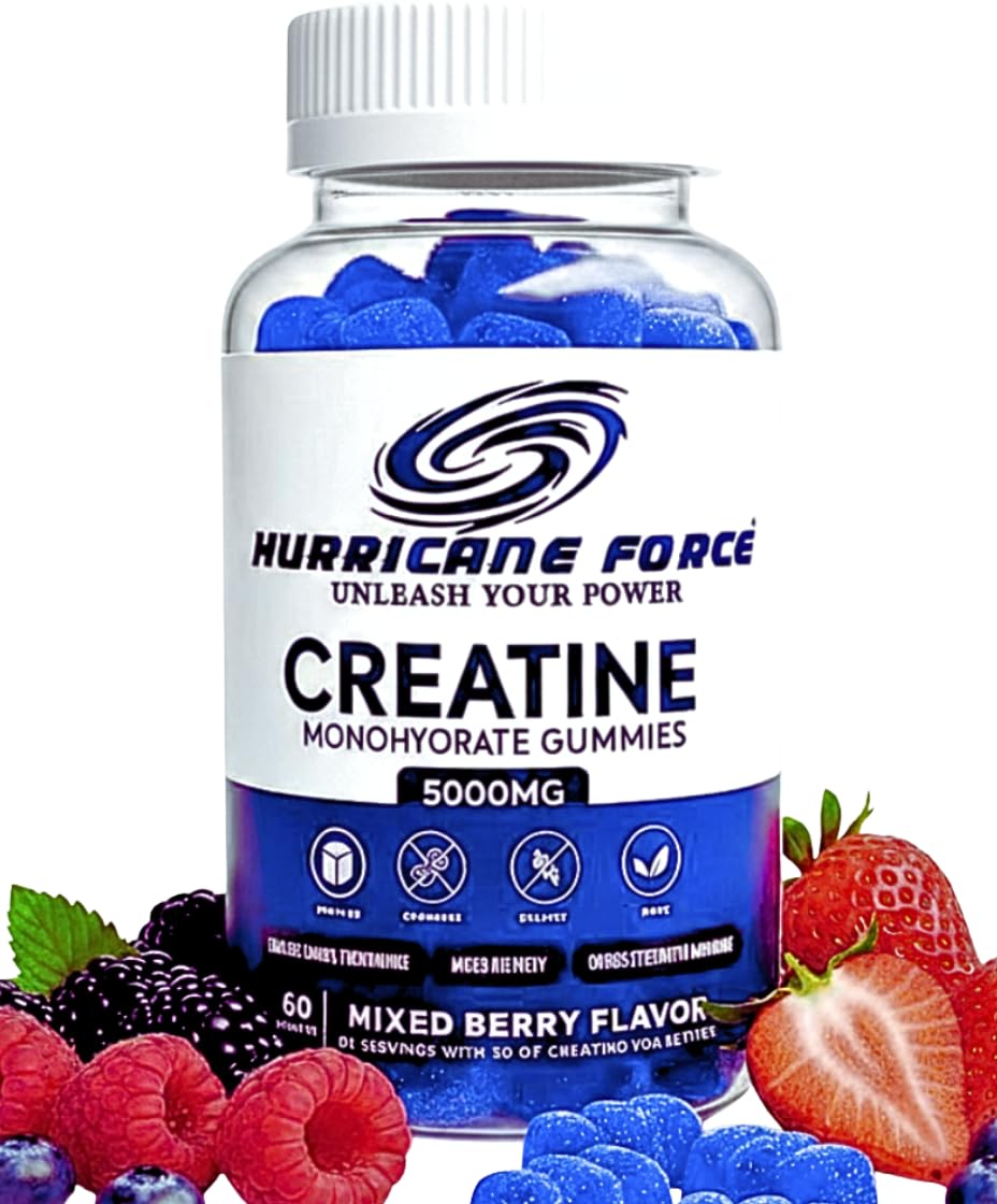 Creatine Monohydrate Gummies - Sugar-Free Vegan Pre & Post Workout | 60 Chews