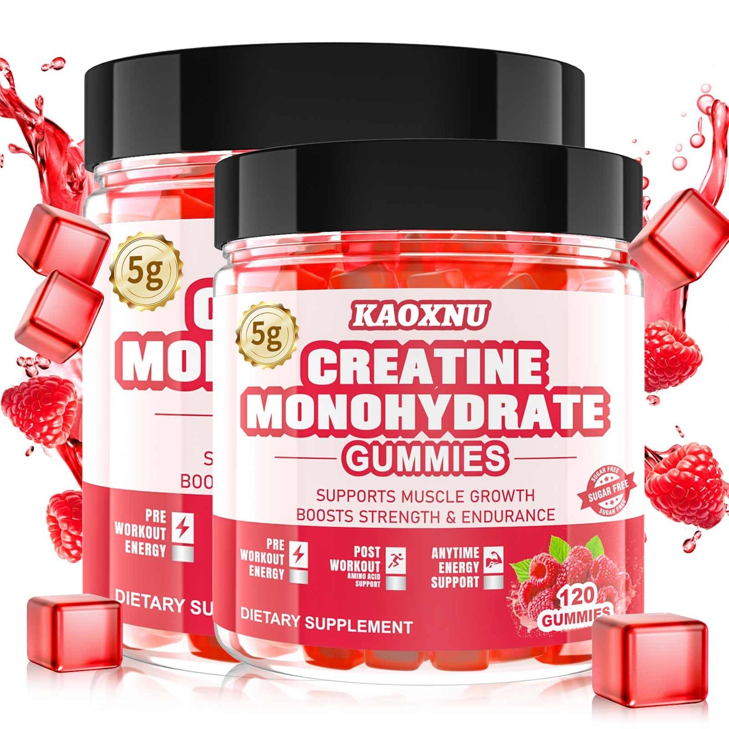 2 Pack Creatine Monohydrate Gummies – 5000mg per Serving | Sugar Free