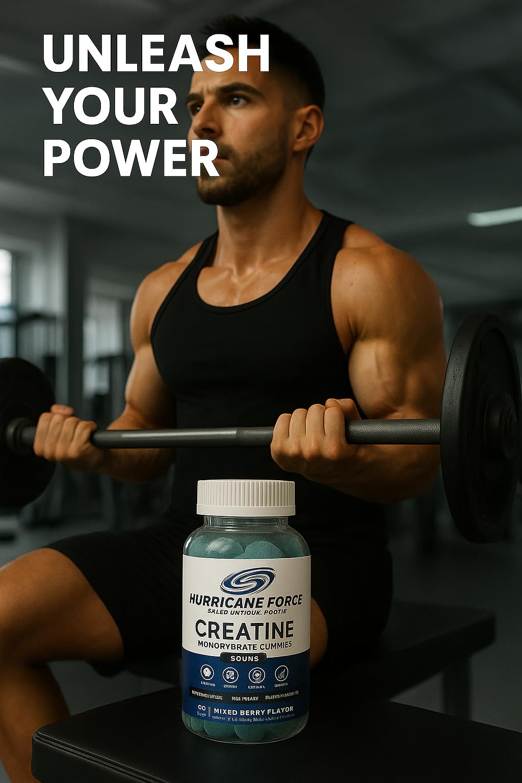 Creatine Monohydrate Gummies - Sugar-Free Vegan Pre & Post Workout | 60 Chews
