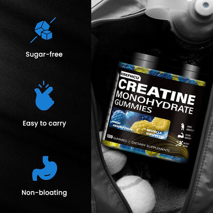 Creatine Monohydrate Gummies – Complex 8000 mg Pre-Workout | 120 Count | Vegan, Sugar-Free