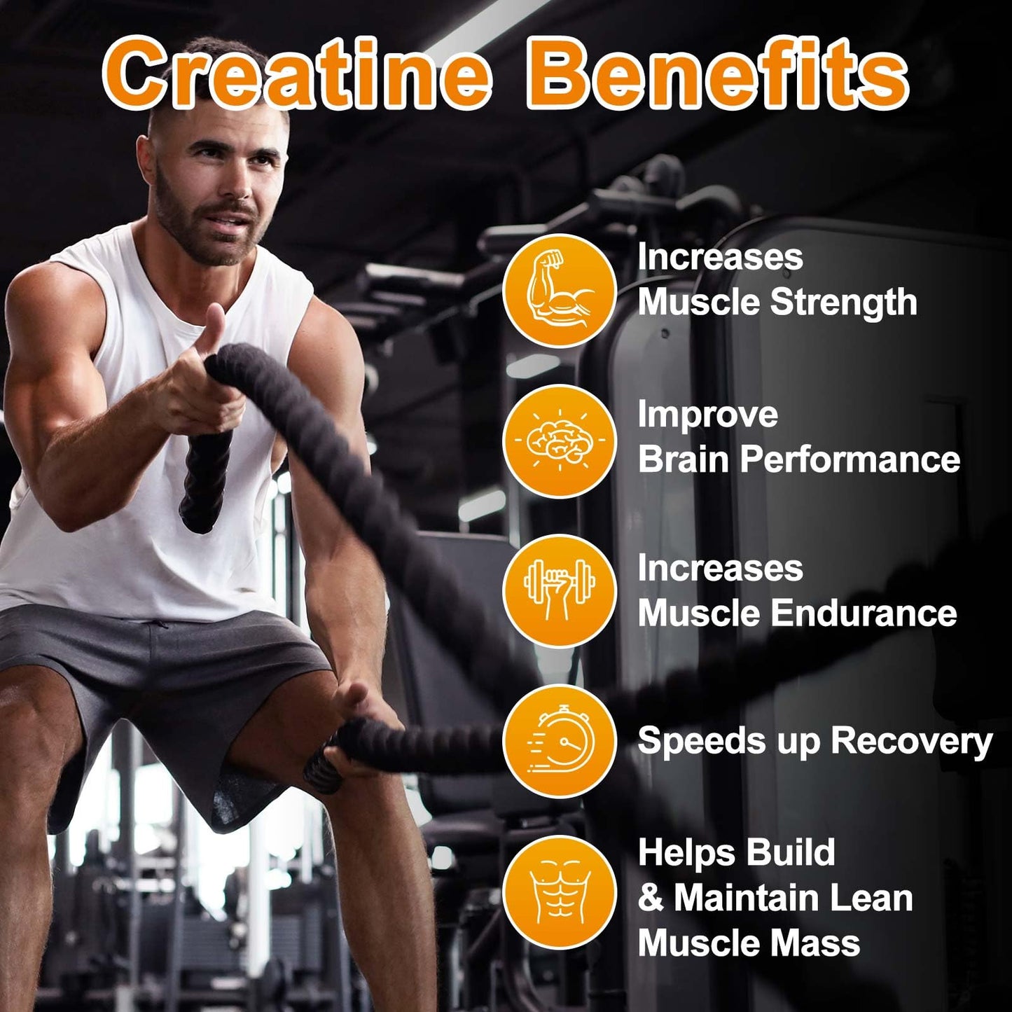 Creatine Monohydrate Gummies 5600mg – 120 CT, Sugar Free Vegan Pineapple Flavor