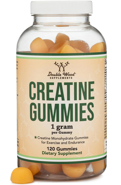 Creatine Monohydrate Gummies – 1g Per Gummy, 120 Count | Vegan, Non-GMO, Gluten Free | Double Wood