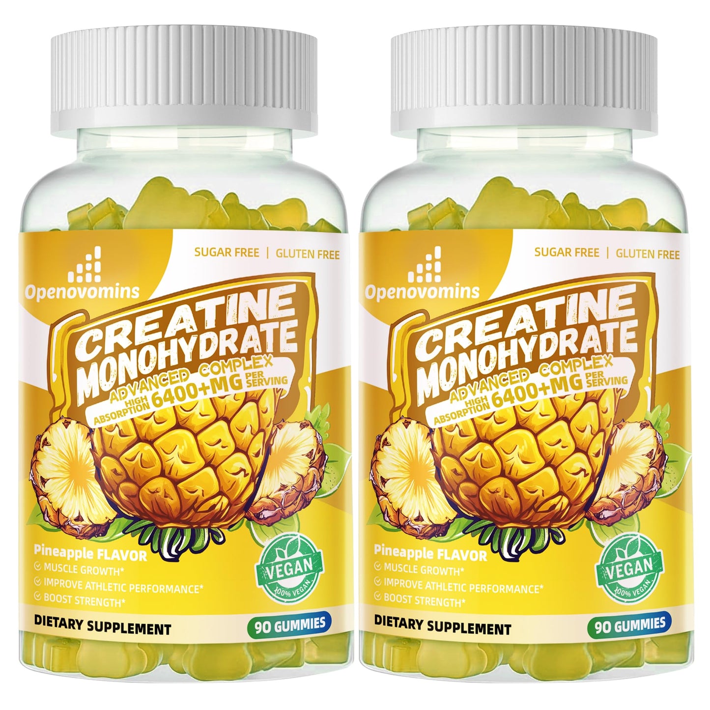 Creatine Monohydrate Gummies Complex – Sugar Free, Vegan, 180 Gummies (2-Pack)