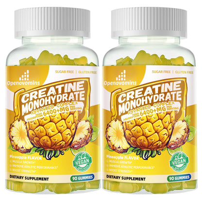 Creatine Monohydrate Gummies Complex – Sugar Free, Vegan, 180 Gummies (2-Pack)