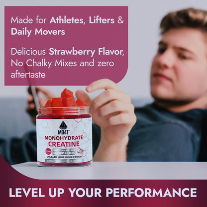 Creatine Monohydrate Gummies 5000 mg – Sugar Free, Strawberry Flavor