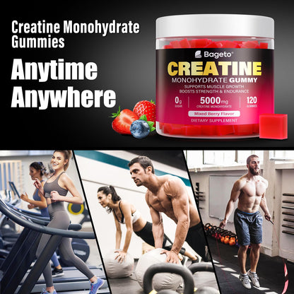 Creatine Monohydrate Gummies 5000mg – 120 Count, Mixed Berry