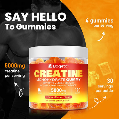 Creatine Monohydrate Gummies 5000mg – 120 Count for Muscle Growth & Recovery