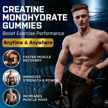 Creatine Monohydrate Gummies with Taurine, Vitamin B6 & B12 – Pre-Workout, Vegan, 60 Count