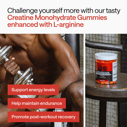 Creatine Monohydrate Gummies 5g – 5X Energy with B12, B6 & L-Arginine | Build Muscle & Strength – 120 Count