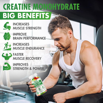 Creatine Monohydrate Gummies 5g – Pre-Workout Muscle Builder for Women & Men (160 Count)