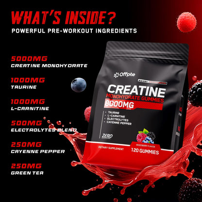 Creatine Monohydrate Gummies – Sugar-Free Vegan, 120 Ct | 8 g per Packet