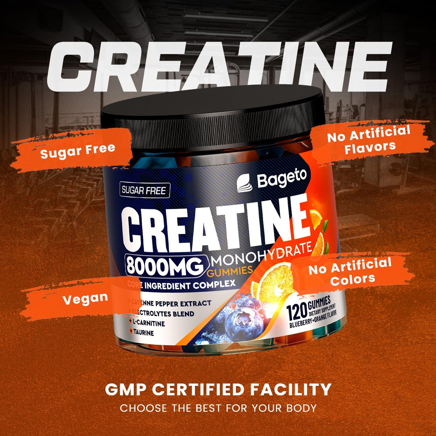 Creatine Monohydrate Gummies Complex 8000mg – Pre-Workout, Sugar-Free, 120pcs