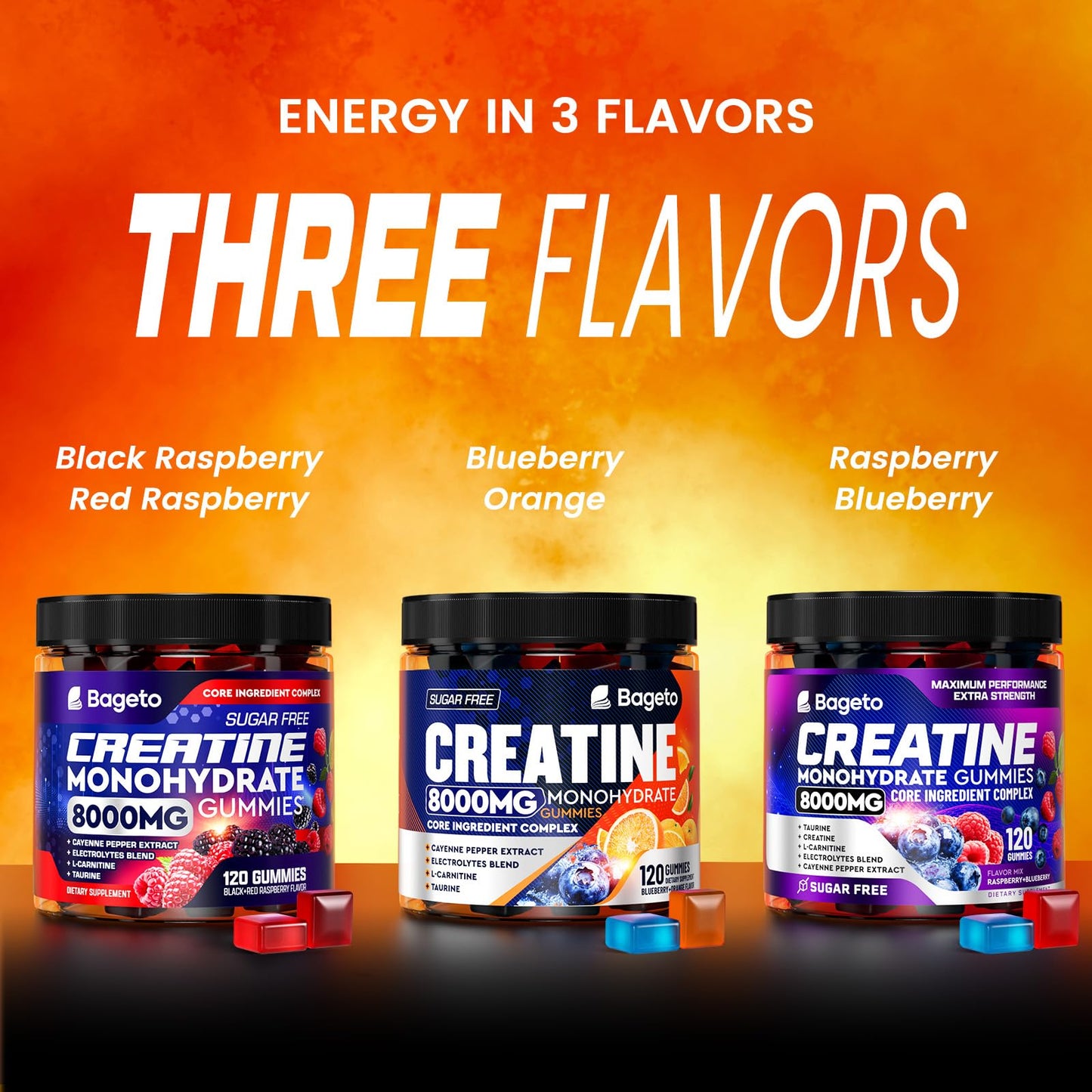 Creatine Monohydrate Gummies Complex 8000mg – Pre-Workout, Sugar-Free, 120pcs