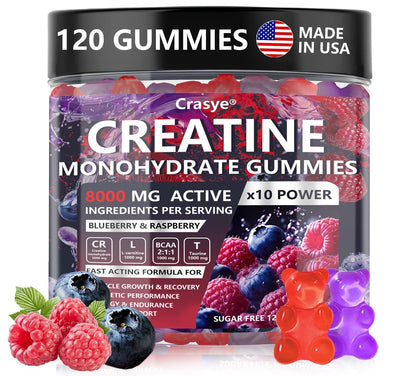 Creatine Monohydrate Gummies Complex 8000 MG for Men & Women | Energy & Muscle Support