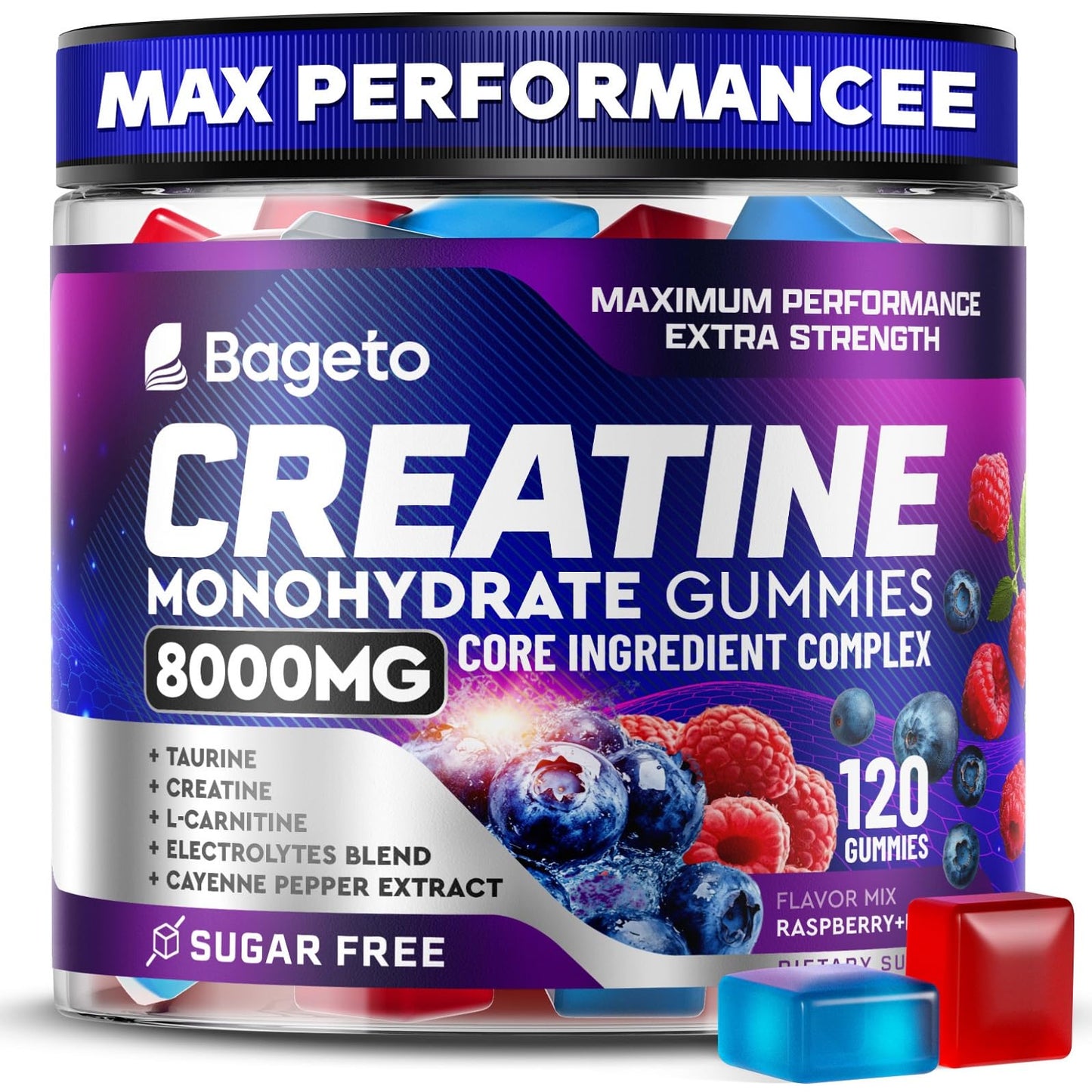 Creatine Monohydrate Gummies Complex 8000mg – 120ct | Men & Women, Pre-Workout