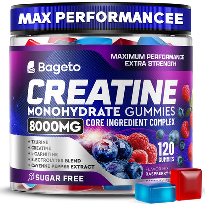 Creatine Monohydrate Gummies Complex 8000mg – 120ct | Men & Women, Pre-Workout