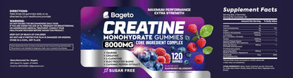 Creatine Monohydrate Gummies Complex 8000mg – 120ct | Men & Women, Pre-Workout