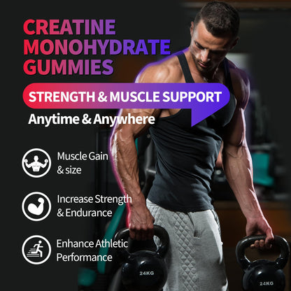 Creatine Monohydrate Gummies 8000 mg – Sugar Free, Vegan, Raspberry-Blackberry-Blueberry Flavor, 120 Count