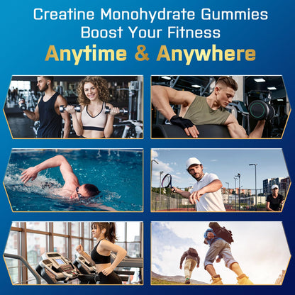 Creatine Monohydrate Gummies with Taurine, Vitamin B6 & B12 – Pre-Workout, Vegan, 60 Count