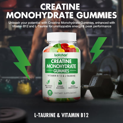 Creatine Monohydrate Gummies 5g – Pre-Workout Muscle Builder for Women & Men (160 Count)