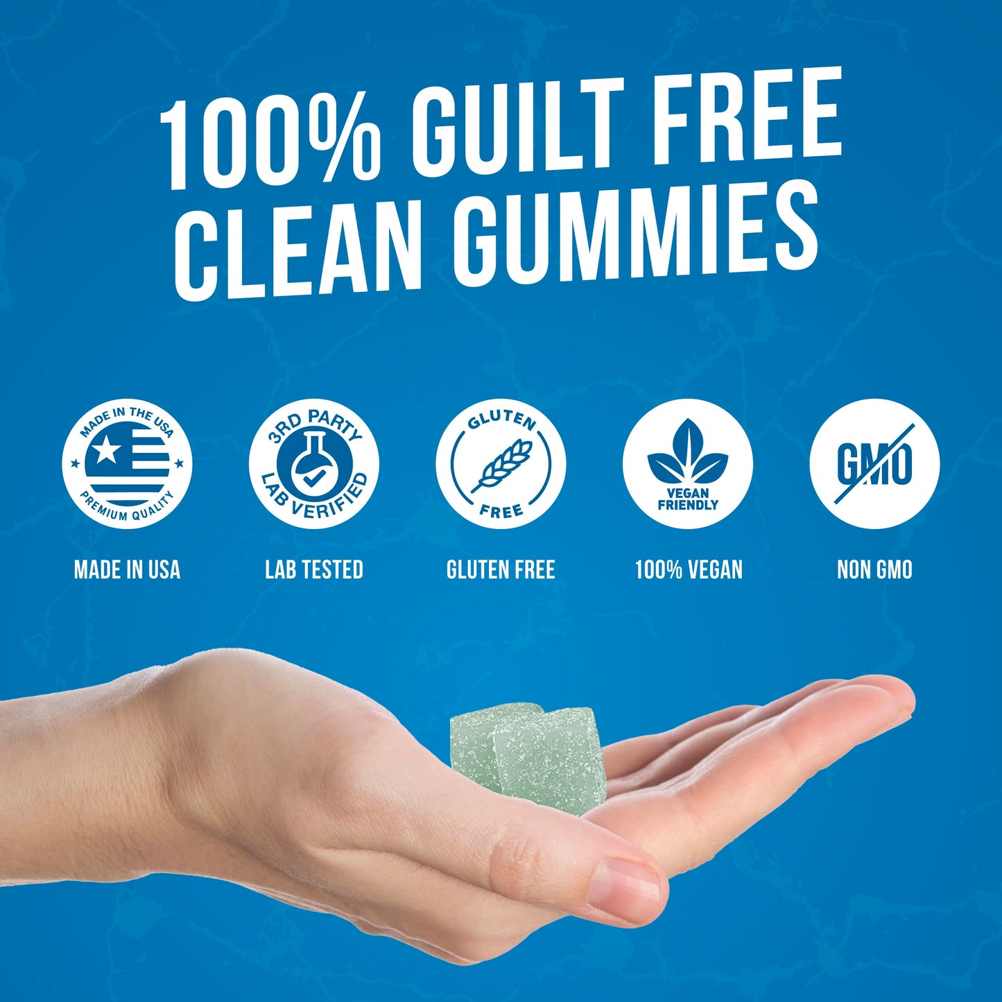 Creatine Monohydrate Gummies 5g Dose – Made in USA, Vegan, Gluten Free | Bluerazz Blast 120 Gummies