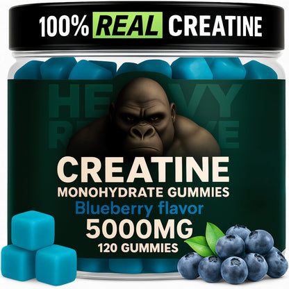 Creatine Monohydrate Gummies 5000mg – Blueberry, 120 Count (30 Servings) | Pre-Workout