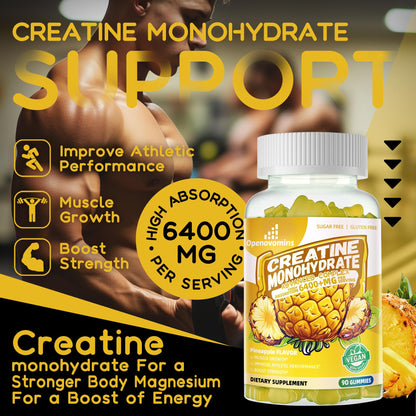 Creatine Monohydrate Gummies Complex – Sugar Free, Vegan, 180 Gummies (2-Pack)