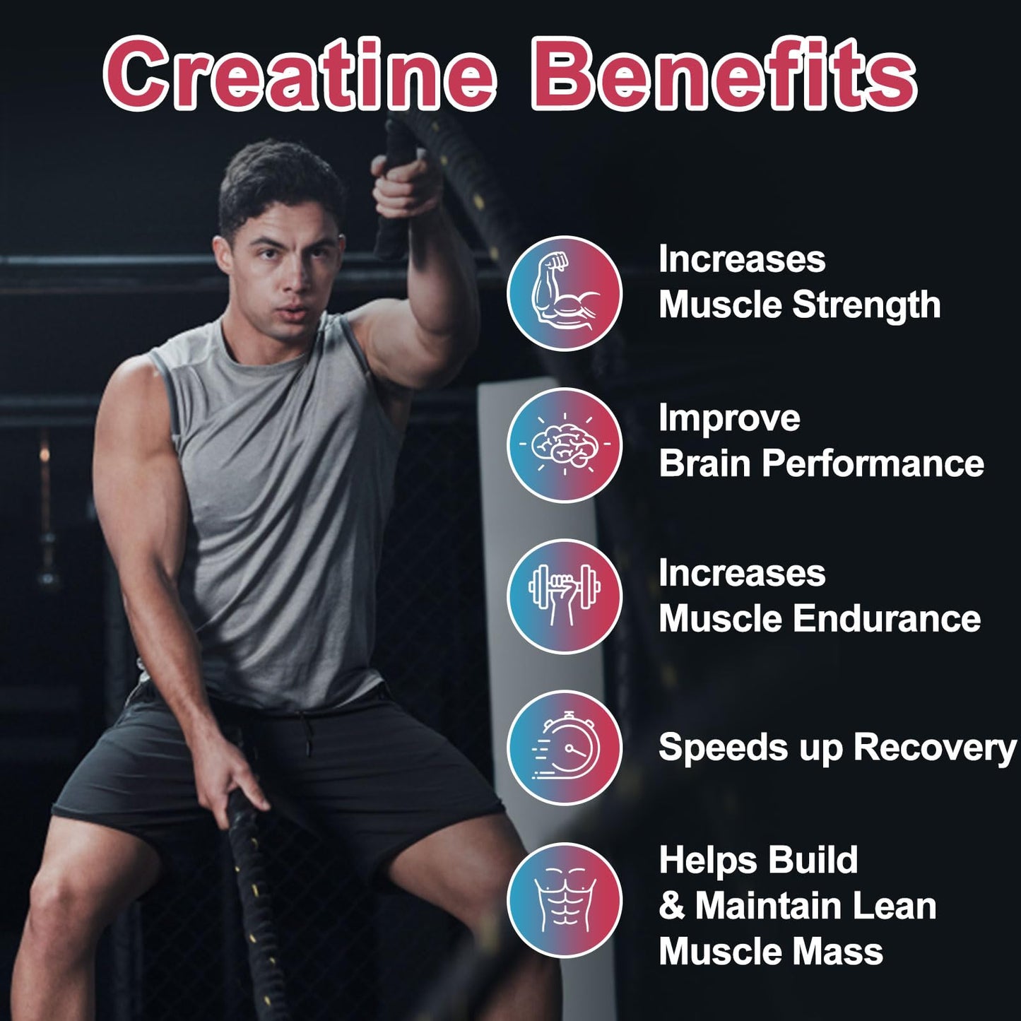 Creatine Monohydrate Gummies – 120 CT, 5000mg/Serving, Sugar Free Raspberry (Men & Women)