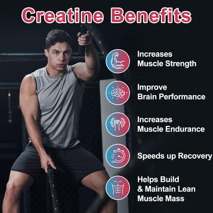 Creatine Monohydrate Gummies – 120 CT, 5000mg/Serving, Sugar Free Raspberry (Men & Women)