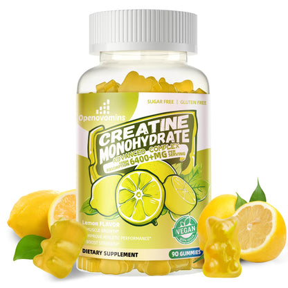 Creatine Monohydrate Gummies Complex – Men & Women, Sugar Free Chewable (90 Gummies)