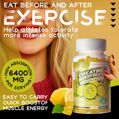 Creatine Monohydrate Gummies Complex – Men & Women, Sugar Free Chewable (90 Gummies)