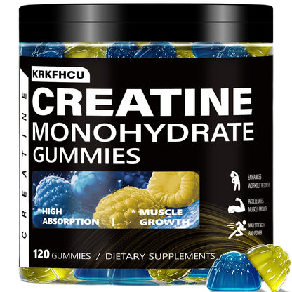 Creatine Monohydrate Gummies – Complex 8000 mg Pre-Workout | 120 Count | Vegan, Sugar-Free