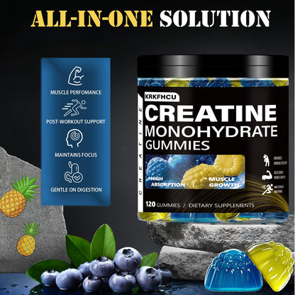 Creatine Monohydrate Gummies – Complex 8000 mg Pre-Workout | 120 Count | Vegan, Sugar-Free