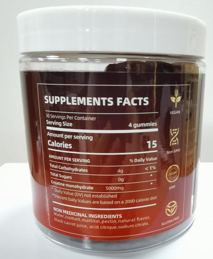 Creatine Monohydrate Gummies 5000mg – 120 Count | Strength & Recovery