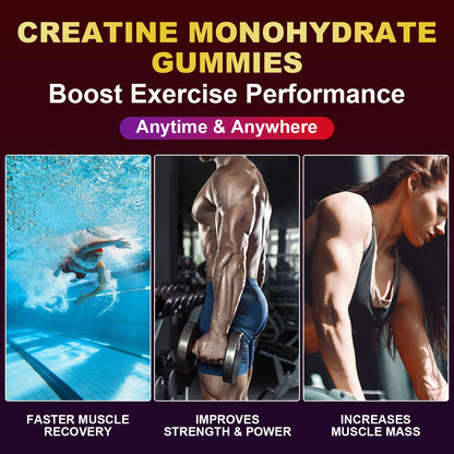 Creatine Monohydrate Gummies - 5g per 2 Gummies, 180 Count, Raspberry