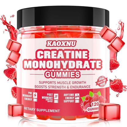 Creatine Monohydrate Gummies – 120 CT, 5000mg/Serving, Sugar Free Raspberry (Men & Women)
