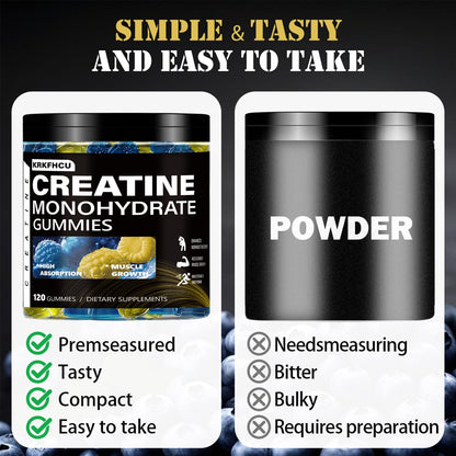 Creatine Monohydrate Gummies – Complex 8000 mg Pre-Workout | 120 Count | Vegan, Sugar-Free