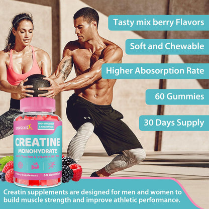Creatine Monohydrate Gummies for Women – 60 Count | No Bloating, Taurine & B6
