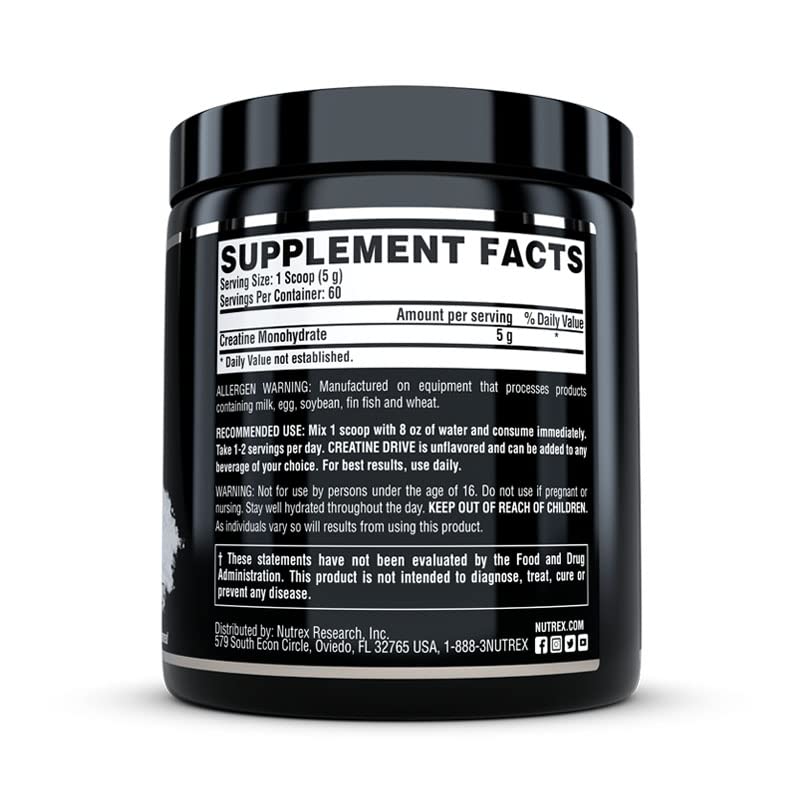 Nutrex Research Creatine Monohydrate Powder 60 Servings | Unflavored 5G Micronized Creatine Powder