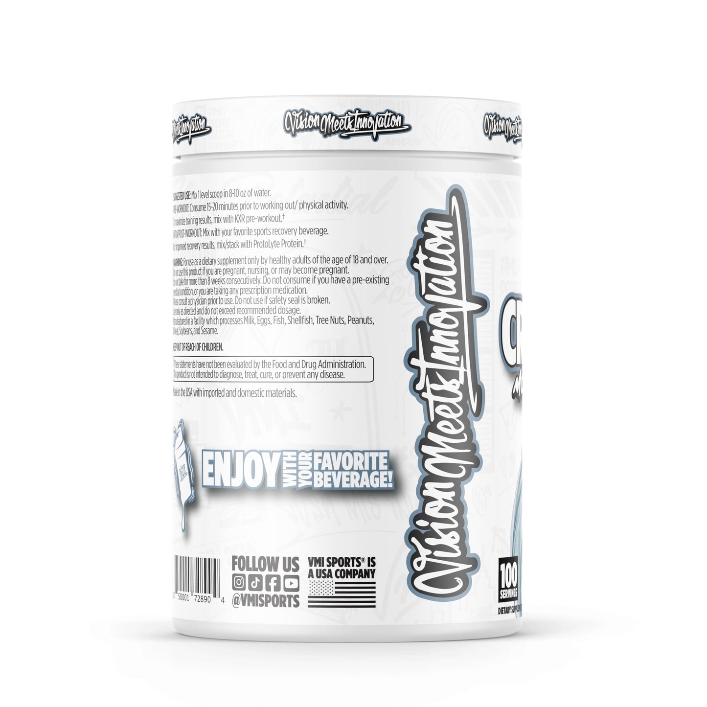 VMI Sports Creatine Monohydrate Powder – 5 g per Serving, 100 Servings, Unflavored