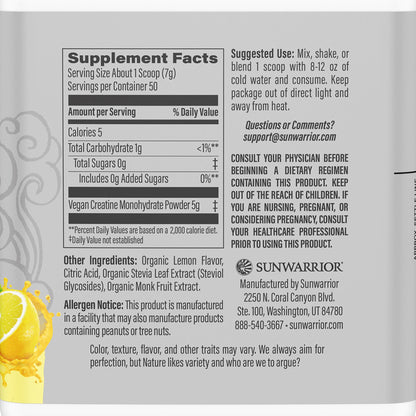 Creatine Monohydrate Powder – Lemonade, 50 Servings | Vegan & Keto Friendly