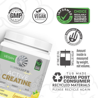 Creatine Monohydrate Powder – Lemonade, 50 Servings | Vegan & Keto Friendly
