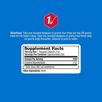 ProLab Nutrition Creatine Monohydrate Micronized Powder 1000g - Pure Creatine for Muscle Strength, Power & Endurance (Unflavored, 5g per serving, 200 servings)