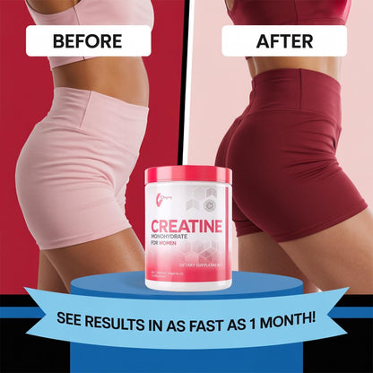 Creatine Monohydrate Powder for Women – 5000mg Creatine, 2000mg Collagen & 1g BCAA | 30 Servings