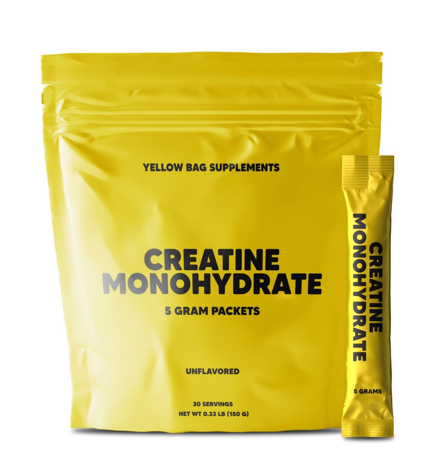 Creatine Monohydrate Stick Packets – 5g Serving, 30 Servings, Unflavored | Travel Creatine Sticks