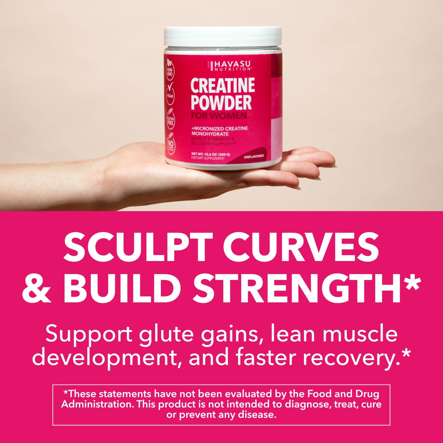 Creatine for Women - 3g Micronized Creatine Monohydrate per Serving | Unflavored, Vegan, Non-GMO | 100 Servings