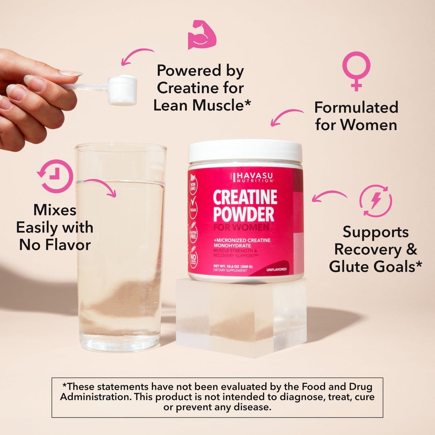 Creatine for Women - 3g Micronized Creatine Monohydrate per Serving | Unflavored, Vegan, Non-GMO | 100 Servings