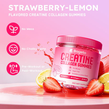 Creatine for Women Gummies – Monohydrate with Collagen, BCAAs & Vitamins (Sugar-Free, Vegan)