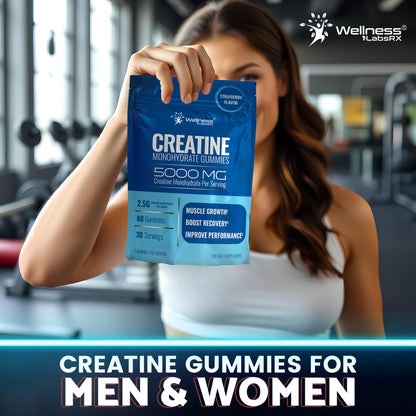 Creatine Gummies 5000mg – 30 Servings Strawberry Monohydrate