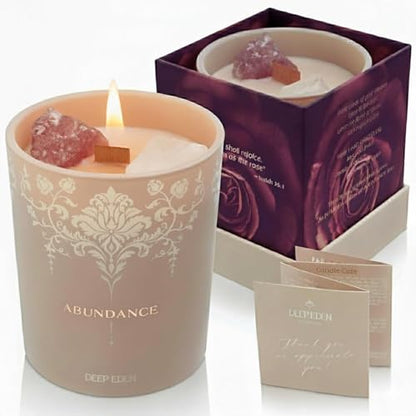 Luxury Crystal Candle for Women – Velvet Rose & Patchouli, Quartz Crystals